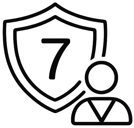 Continuous Assurance 2 - Razorthorn Security Shield with the number 7 and a user silhouette, representing a seven-level security badge for a user.